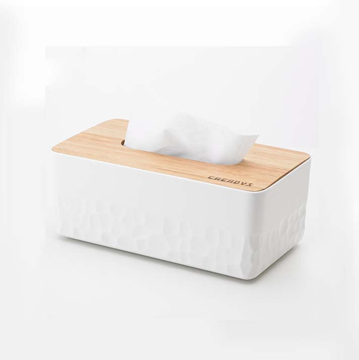 佐敦朱迪 简约橡木盖子纸巾盒桌面遥控器收纳盒纸巾