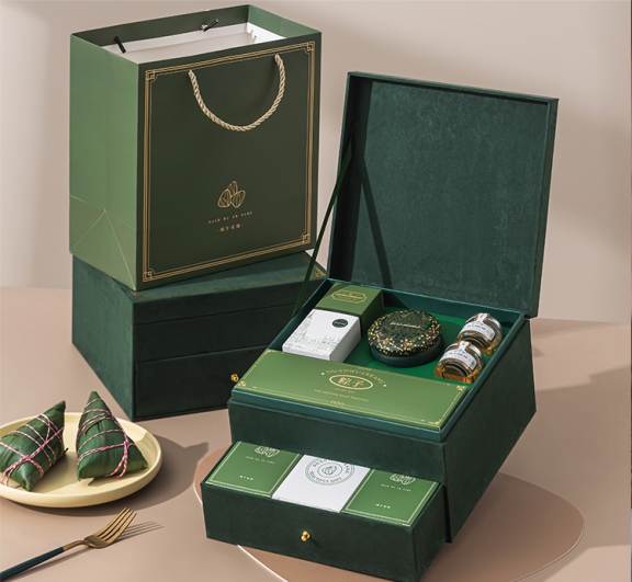 绿色麂皮粽子礼盒  端午节礼品