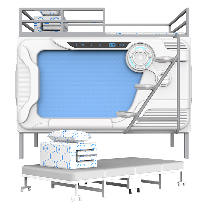 简洁款太空舱门横式单人舱床
