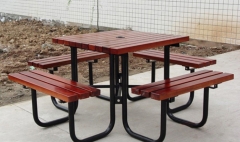 实木方形户外公园桌椅