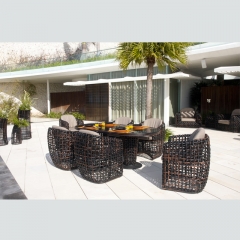 RT-12 outdoor patio rattan sofa garden furniture luxury wicker sofa set 6 seater with table