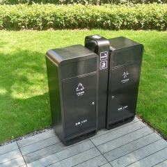 Metal outdoor dustbin compartment recycle bin