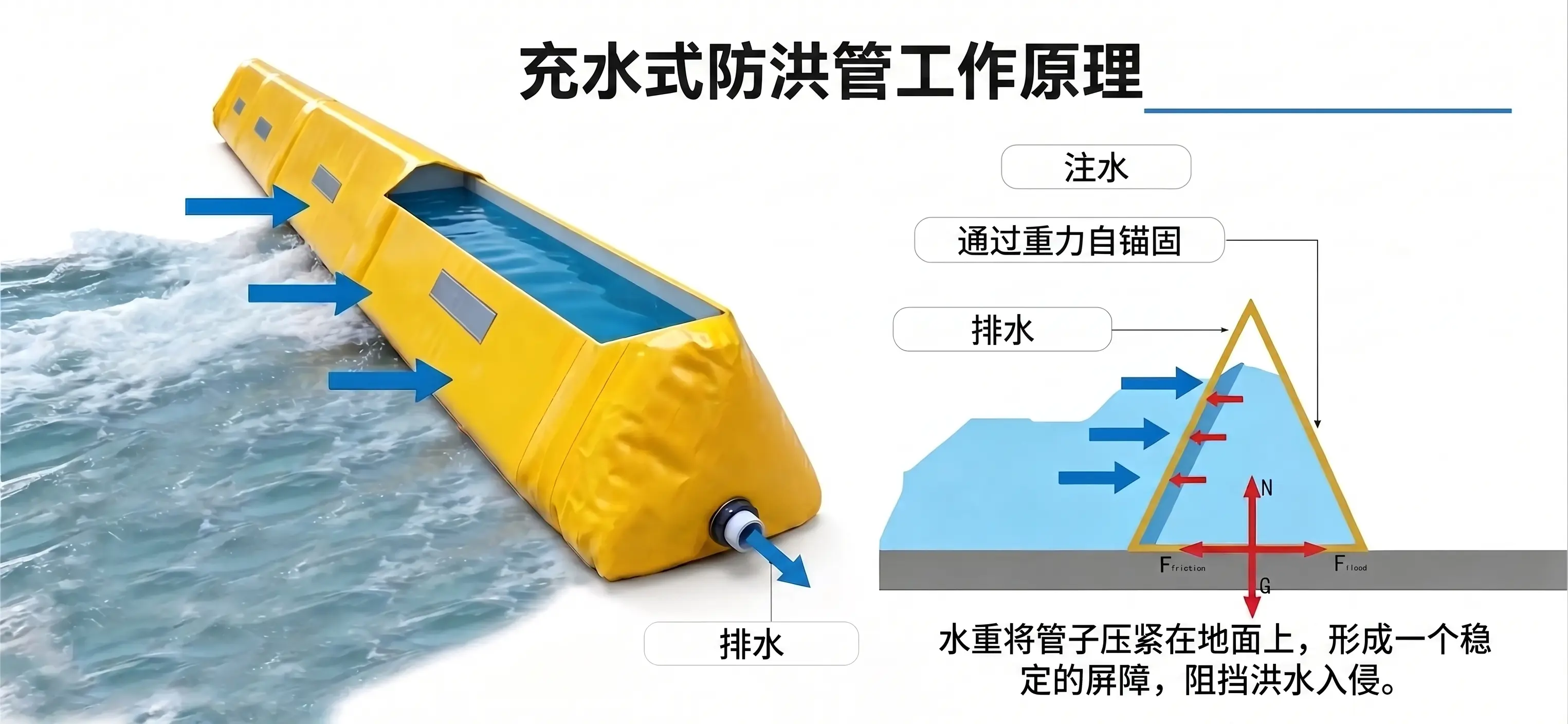 充水式防洪管工作原理示意图
