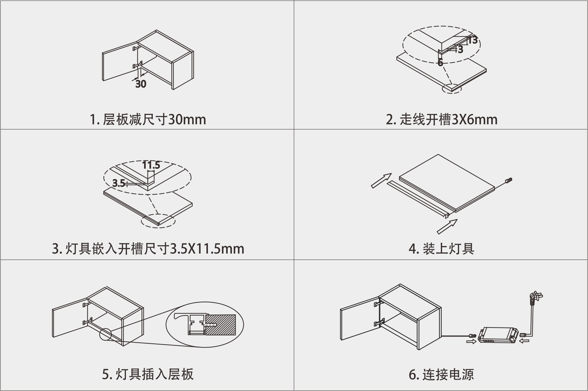 TF17211 免拉手层板灯