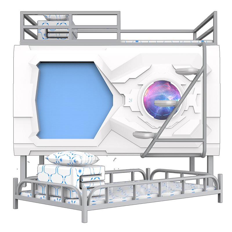 简洁款太空舱门横式单人舱床