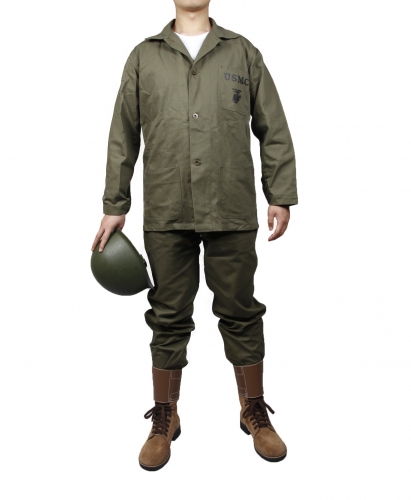 WW2美式 USMC绿色HBT 套装重演 高品质血战钢锯岭诺曼底登陆（复刻影视道具）