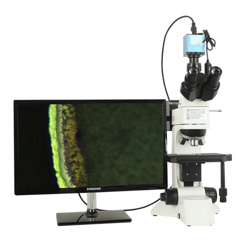 SWG-1030SD three eye metallographic measurement microscope provides professional metallographic measurement software