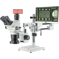 15X-100X Trinocular Stereo Measurement Electron Microscope 4K HD Camera 15.6 Inch Monitor