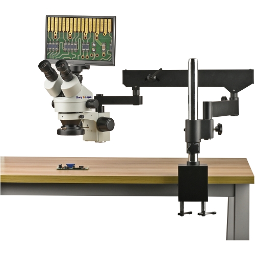 16X-102X Trinocular Stereo Electron Measurement Microscope 5 MP 11.6-inch HD display