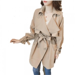 Women's Trench Spring Autumn New Women's Clothes Long Coat Female Loose Large Size Lapel Windbreaker Waist Women's Clothing