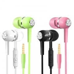 2019 New Sport Earphone wholesale Wired Super Bass 3.5mm Crack Colorful Headset Earbud with Microphone Hands Free for Samsung