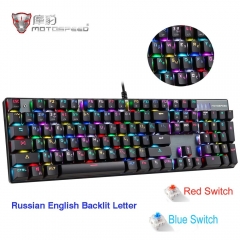 Motospeed CK104 Gaming Mechanical Keyboard Russian English Red Switch Blue Metal Wired LED Backlit RGB Anti-Ghosting for gamer