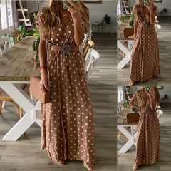 Women Dress 2019 Womens Holiday Boho Dot Print Ladies Summer Pomisi Loose Beach  Party Dress Party Dress Vestidos Plus Size