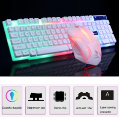 Gaming keyboard Colorful LED Illuminated Backlit USB Wired PC Rainbow Anti-skid and waterproof design Gaming Keyboard Mouse Set