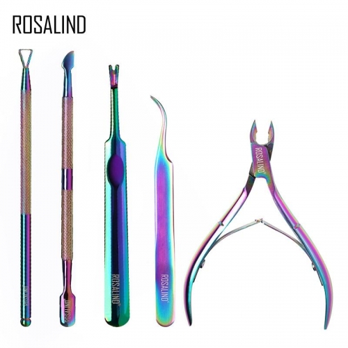 ROSALIND Manicure Set Gel Nail Polish Kit Cuticle Nipper Professional Stainless Steel Scissors Remover Acrylic Nails Art tools