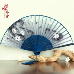 Japanese Folding Fan Chinese Characteristic  Silk Fan Cherry Blossom and Wind Craft Ancient Folding Small Portable Fan FAN-4