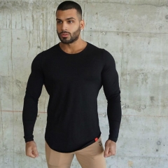 Men's T-shirt Men's Pure Color Fitness Long Sleeve Tops 2018 Gyms Work out Fitness Slim Elasticity T-Shirt Casual men's wear