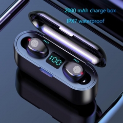 Wireless Earphone Bluetooth V5.0 F9 TWS Wireless Bluetooth Headphone LED Display With 2000mAh Power Bank Headset With Microphone