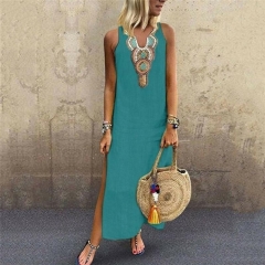 Oeak Blusas Mujer De Moda 2019 Ladies Women's Summer Sundress Holiday Casual Sleeveless Beach Party Midi Dress Boho Dress