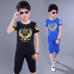 Kids Boys Summer New Suit Children Summer Wear In Children's Short Sleeve +pant Two Piece Clothes Sets 4-12 Ages