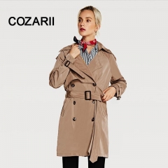 COZARII 2018 new spring autumn fashion Casual women's khaki Trench Coat long Outerwear loose clothes for lady with belt