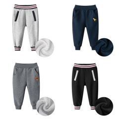 Boys Plus Velvet Pants Children's Sports Pants Winter 2019 New Big Boy Boy Trousers Thick Warm to Wear Outside striped