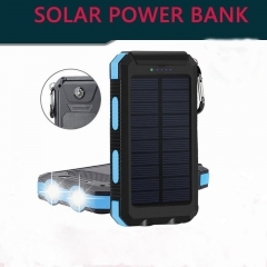 Vogek Solar Power Bank Waterproof Solar Phone External Battery 20000mah LED Powerbank Portable Mobile Phone Charging Pool