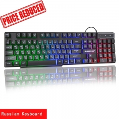 104 keys Gaming Keyboard USB Wired 3-Color Backlight plashproof Capacitive Feel Keyboard for computer Russian/English