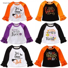 2018 autumn ins explosion models Halloween shirt children's long-sleeved t-shirt girls boys cotton shirts children's wear 18M03