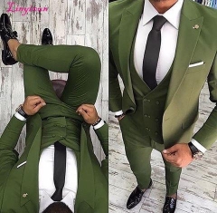 Linyixun 2018 Latest Coat Pant Designs Green Men Suit Slim Fit 3 Piece Tuxedo Groom Style Suits Custom Prom Party Blazer Terno