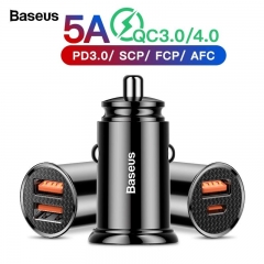 Baseus Quick Charge 4.0 3.0 USB Car Charger For iPhone 11 Pro Max Xiaomi Huawei P30 QC4.0 QC3.0 QC 5A Fast PD Car Phone Charger