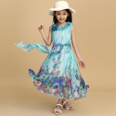 2019 summer children's wear baby girl floral dress Bohemian chiffon fashion beach dress