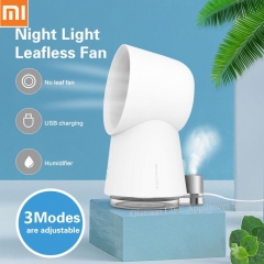 New Xiaomi Youpin Happy Life 3 In 1 Mini Cooling Fan Bladeless Desktop Fan Outdoor Mist Air Humidifier LED Light 9 Speed USB Fan