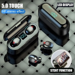 F9 TWS Bluetooth Earphone 5.0 Bluetooth Headset With Mic Handsfree Earbuds Wireless In-Ear Earphones With 2000 MAh Charging Box