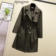 2019 new spring autumn fashion Casual women's khaki Trench Coat long Outerwear loose clothes for lady with belt 850115