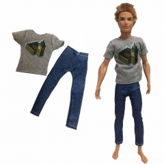 NK 2019 New Prince Ken Doll Clothes  Casual Wear  Suit Cool Outfit For Barbie Boy KEN Doll Toys  Children's  Presents Gift  020B