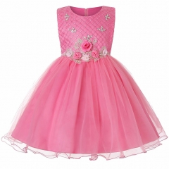 New Children's Dress For Girls Mesh Princess Flower Pettiskirt With Diamond Children's Summer Tutu Wedding Birthday Party Wear