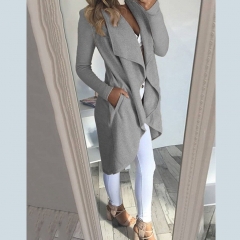 Autumn Winter New Women's Trench Open Front Cardigan Pocket Irregular Coat Long Midi Coat Tops Outwear Outers Clothes 2019 Femme