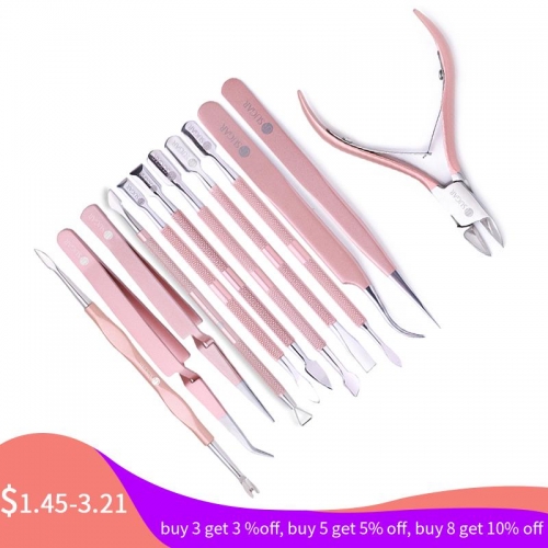 UR SUGAR Rose Gold Nail Cuticle Pusher Clipper Scissor Nipper Tweezer Picker Stainless Steel Manicure DIY Nail Art Tools Kits