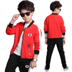 Children's wear boys autumn sports suit Terry cloth fashion sportswear boys jacket coats and pants 2pc Clothing sets