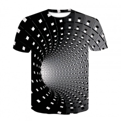 Summer new design trend personalized print men's short sleeve T-shirt, black and white tunnel street wear hip hop sports T-shirt