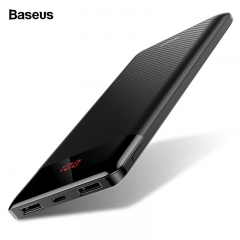 Baseus Slim 10000mAh Power Bank 10000 USB LCD Powerbank Portable External Battery Pack Charger For Xiaomi Mobile Phone Poverbank