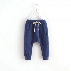 Newest Spring Children's wear baby solid color embroidery long pants cotton Boys sports pants