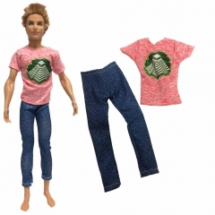 NK 2019 New Prince Ken Doll Clothes  Casual Wear  Suit Cool Outfit For Barbie Boy KEN Doll Toys  Children's  Presents Gift  020C