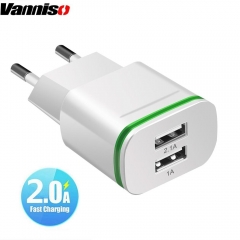 Universal 5V 2.1A Dual LED Mobile Phone Charger USB Wall Charger  for iPhone X 8 7 Samsung S8 Xiaomi Huawei Fast Charge Tablet