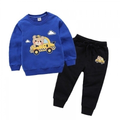 Children's wear girls 'suits Spring and Autumn season pure cotton cap long sleeve + trousers Boy sports suit two-piece set