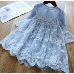 Lace Kids Dresses For Girls Casual Wear Long Sleeves Princess Dress A-Line New Year Party Dress Children's Vestidos For 3-8 Yrs