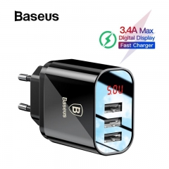 Baseus Digital Display Charging USB Charger for Samsung Xiaomi Phone Charger 3.4A Max Fast Charger for iPhone Charger Adapter