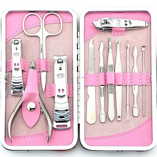 NEW 12pcs Manicure Set Pedicure Scissor Cuticle Knife Ear Pick Nail Clipper Kit Stainless Steel Nail Care Tool manicure set