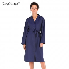 Chic Women's Trench Coat Long Outerwear Single-breasted Loose Clothes For Lady With Belt Fashion Spring Autumn Long Trench Coat